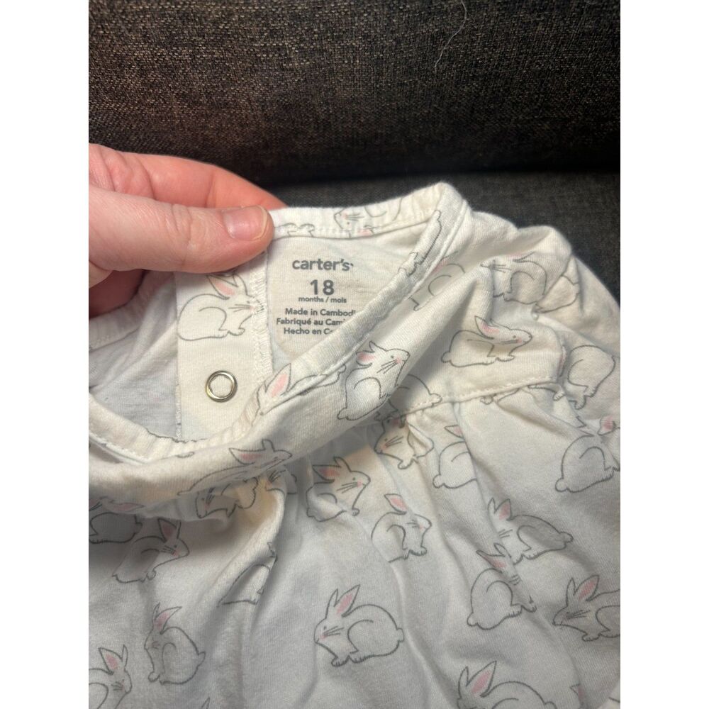 Carter's Baby Girl 18 Months Bundle Easter Bunny Long Sleeve Top & Egg Bodysuit - Picture 4 of 9